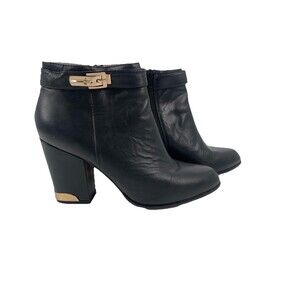 Designer Leather Gold Buckle Ankle Chunky Booties New Zealand Kathryn Wilson